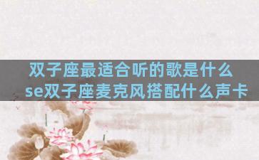 双子座最适合听的歌是什么 se双子座麦克风搭配什么声卡